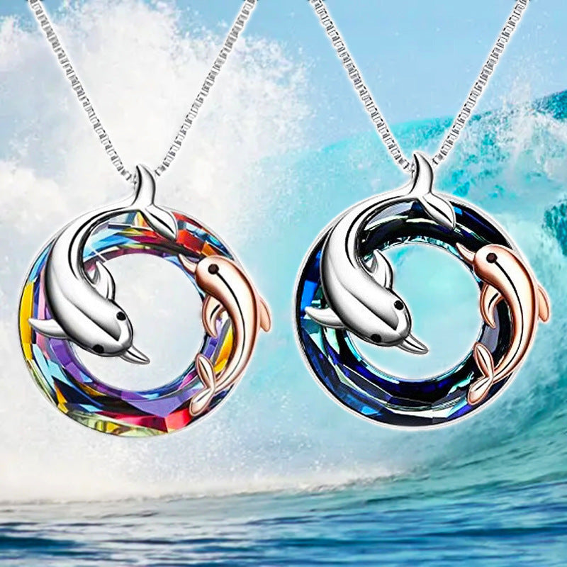 Colorful Crystal Dolphin Pendant Necklace for All Occasions