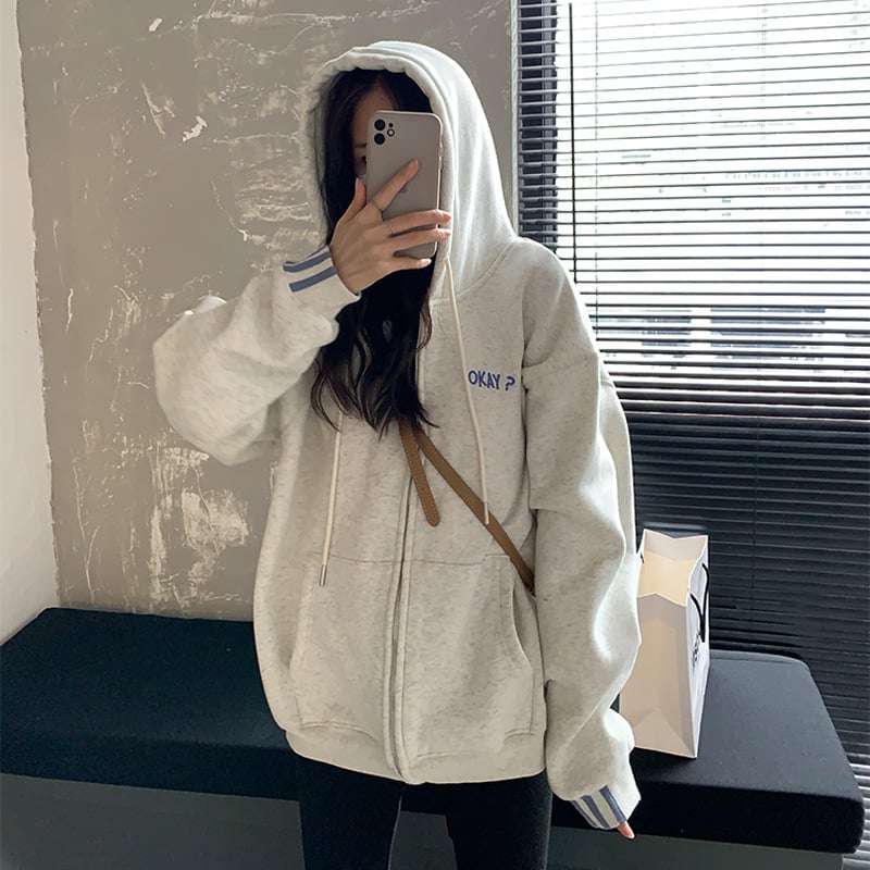 Autumn Zipper Hooded Sweater (Thin Coat)