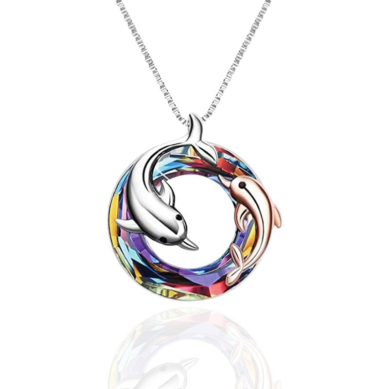 Colorful Crystal Dolphin Pendant Necklace for All Occasions