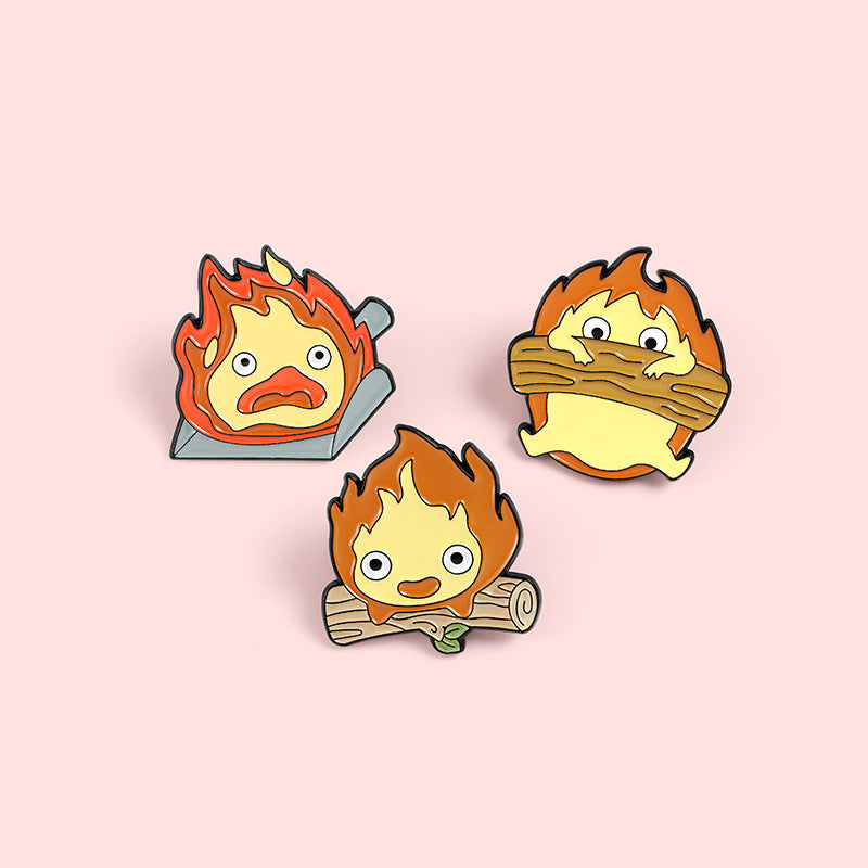 Creative Cartoon Cute Fireman Wooden Brooch Pin