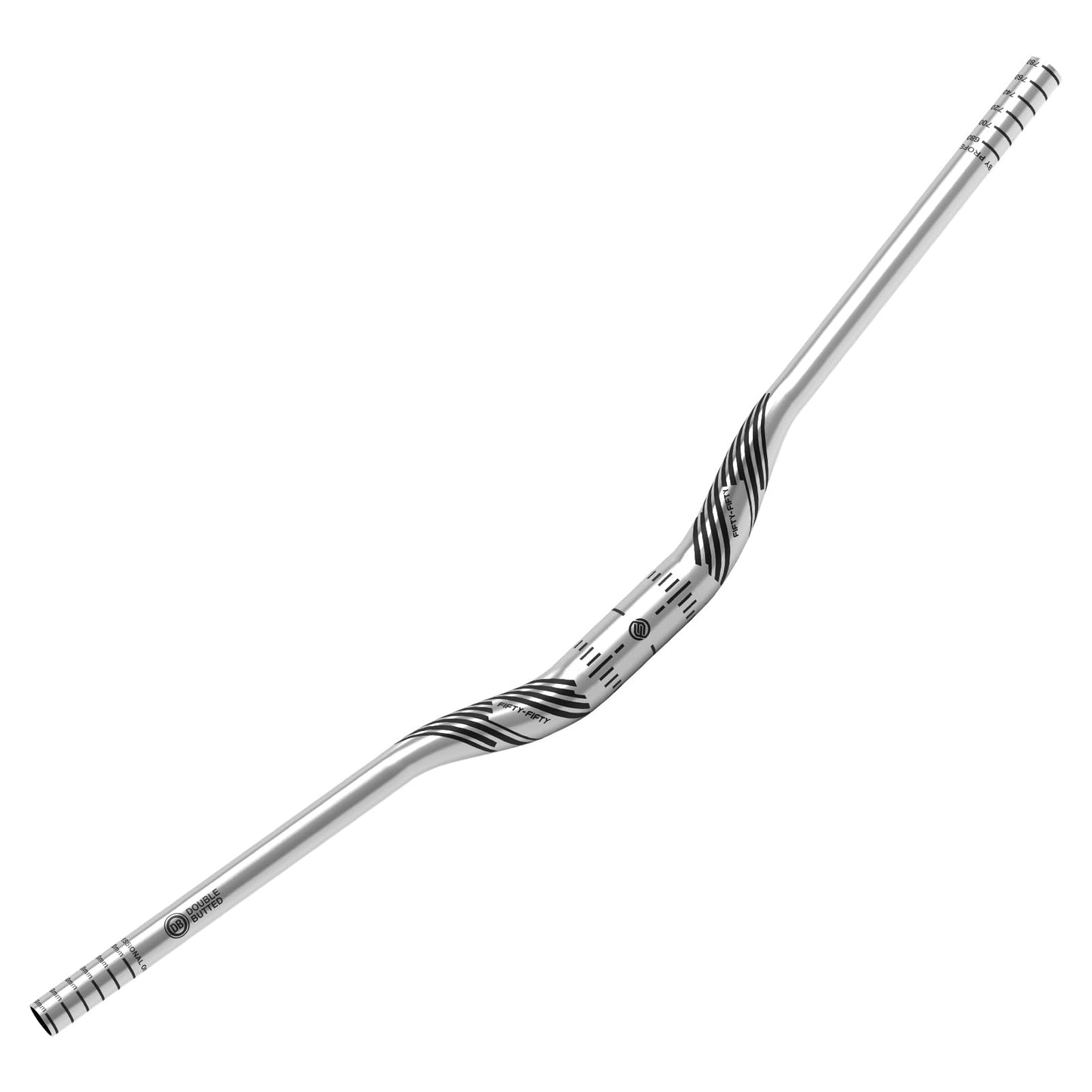 FIFTY-FIFTY Mountain Bike Riser Handlebar Aluminum Alloy MTB Handlebar 31.8mm Diameter 780mm Wide Bicycle Bar Silver 35mm Rise