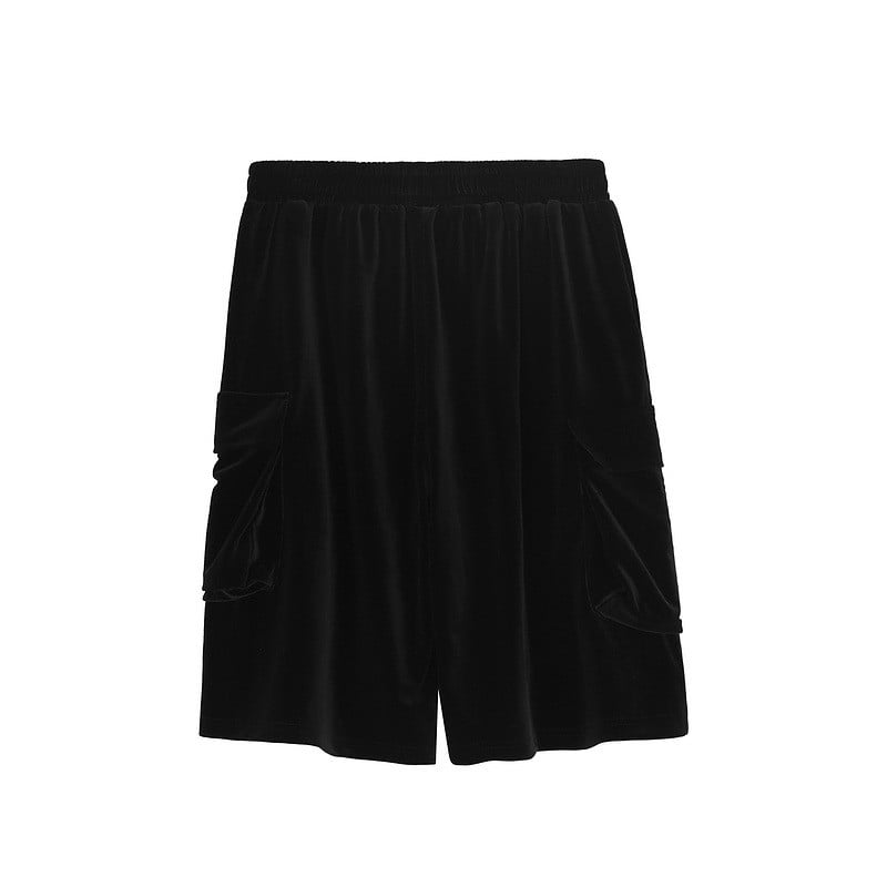 Retro Velvet Loose Five-Point Shorts with Big Pockets