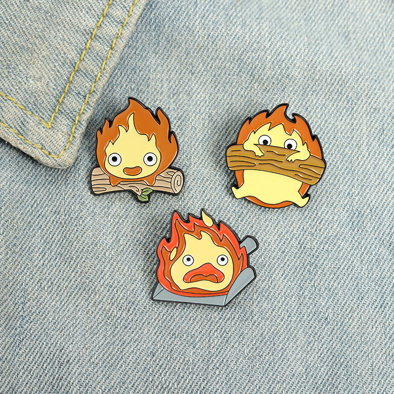 Creative Cartoon Cute Fireman Wooden Brooch Pin
