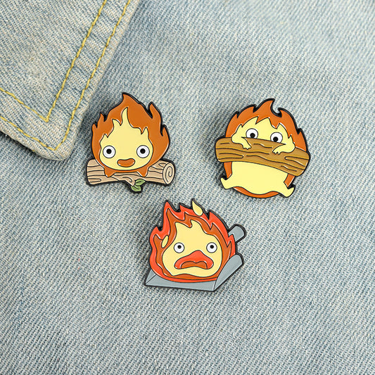 Creative Cartoon Cute Fireman Wooden Brooch Pin