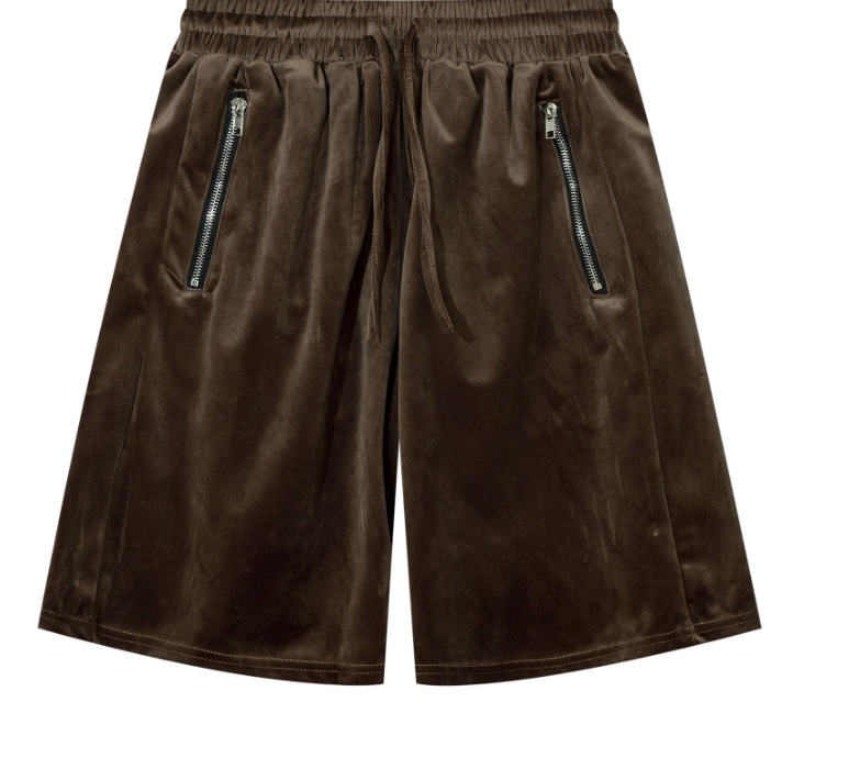 Retro Velvet Loose Five-Point Shorts with Big Pockets