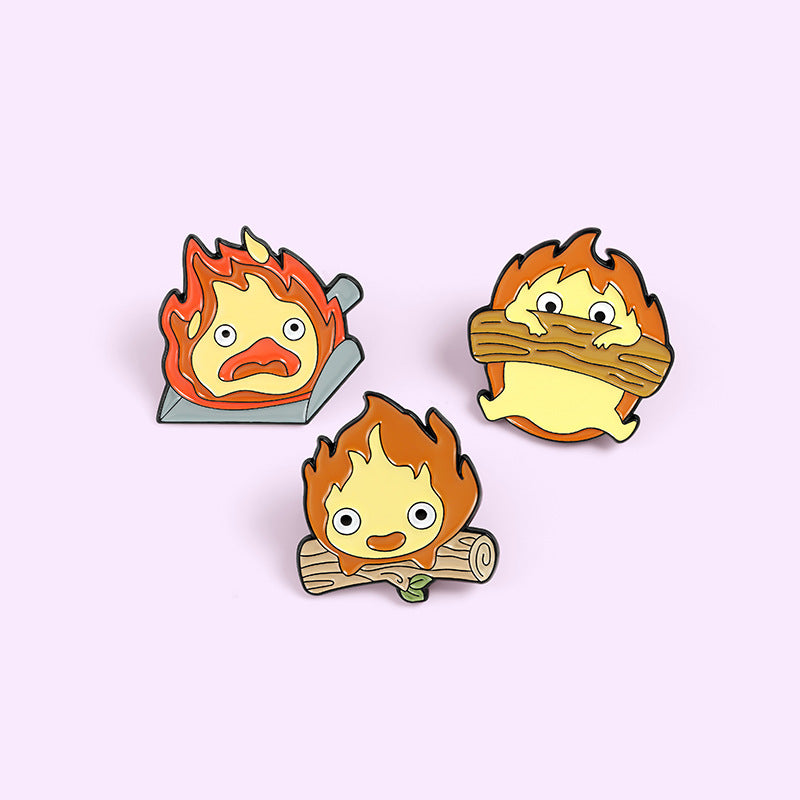Creative Cartoon Cute Fireman Wooden Brooch Pin