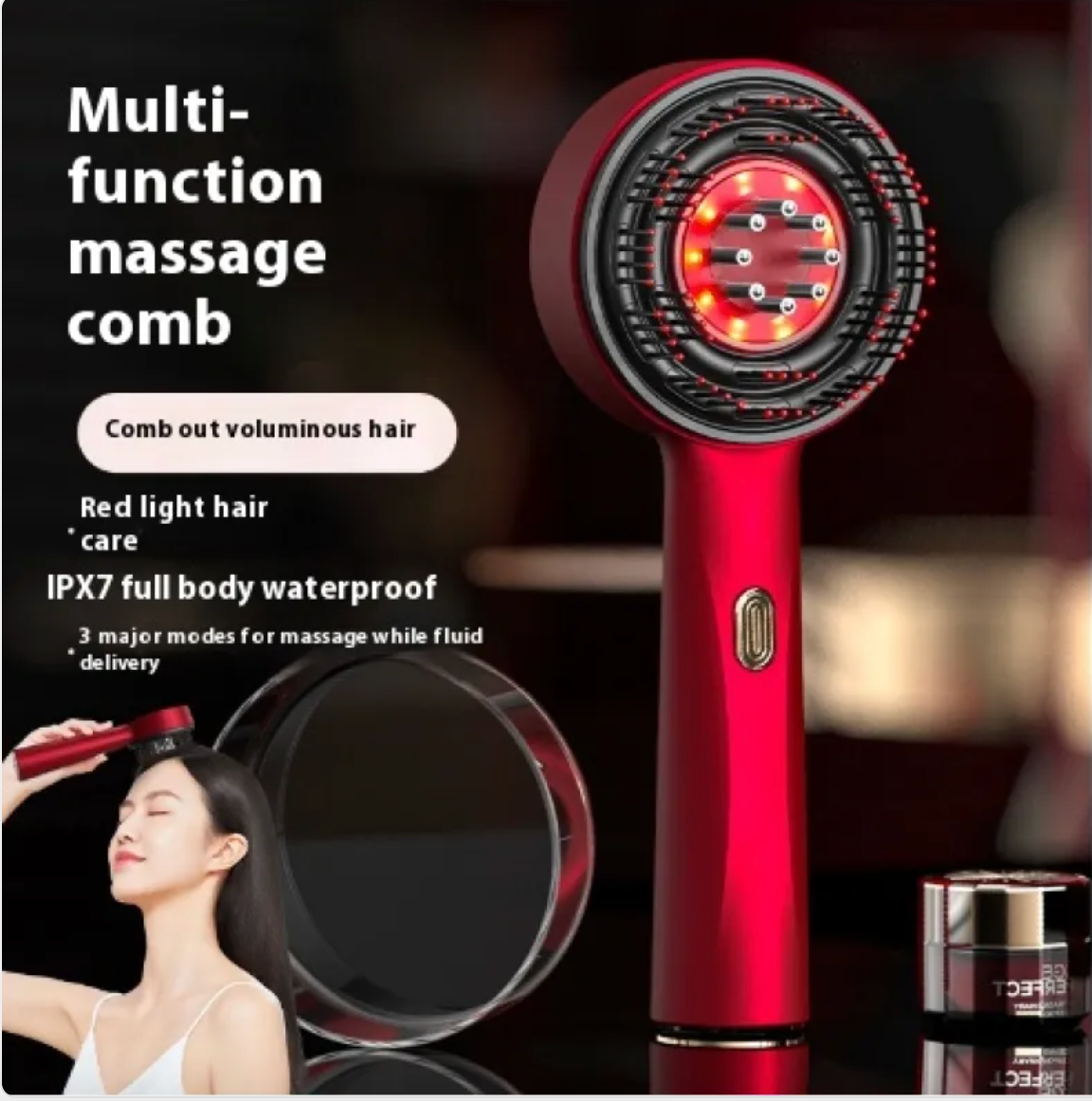 Electric Scalp Massage Comb – Red Light Therapy, Anti-Slip, Multi-Functional Hair Care Tool