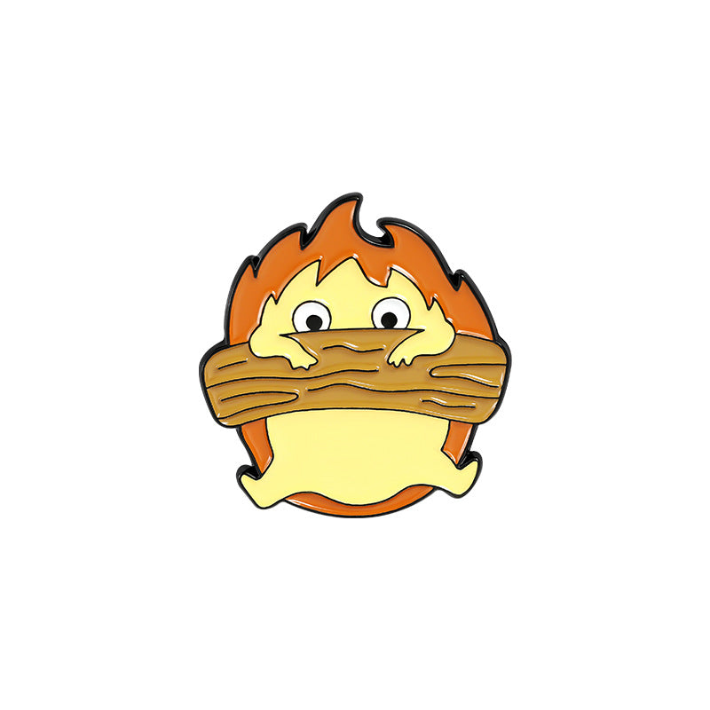 Creative Cartoon Cute Fireman Wooden Brooch Pin