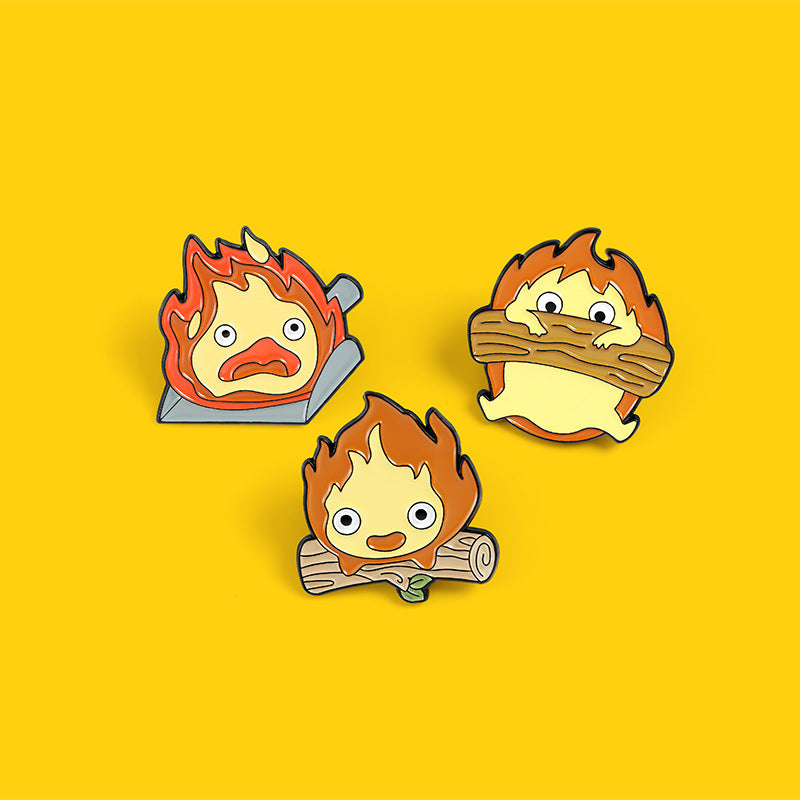 Creative Cartoon Cute Fireman Wooden Brooch Pin