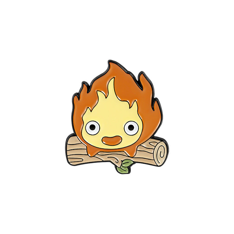 Creative Cartoon Cute Fireman Wooden Brooch Pin