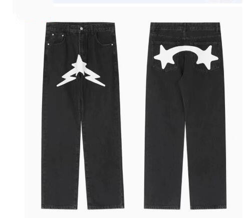 Men's Black Star Printed Baggy Jeans - Fashion Trend